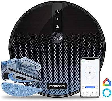Maxcom Robot Vacuum Cleaner with Mop - Floor Mop and Vacuum Simultaneously, Robotic Vacuum Cleaner with 1800pa Strong Suction - Connect with Remote Control, APP, Alexa Devices - MH11 Black Pearl