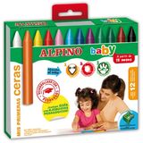 Creioane cerate, cutie carton, 12 culori/set, ALPINO Baby