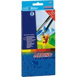 Creioane colorate acuarela, cutie carton, 12 culori/set, Alpino Aqualine