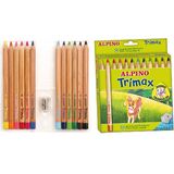 Creioane colorate triunghiulare, cutie carton, 12 culori/set, Alpino Trimax Jumbo