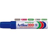 Permanent marker Artline 100, corp metalic, varf tesit 7.5-12.0mm - albastru