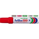Permanent marker Artline 100, corp metalic, varf tesit 7.5-12.0mm - rosu