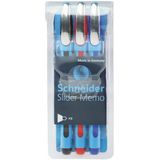 Pix Schneider Slider Memo XB, rubber grip, accesorii metalice, 3 culori/set - (N, R, A)