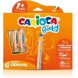 Creioane colorate, 3 in 1, 10 culori/cutie, CARIOCA Baby +1