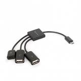 cable Micro USB OTG BM 2x USB AF + micro BF, 0,15 m