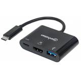 Manhattan USB-C 3.1 multiport adaptor  -> HDMI/USB-A/USB-C negru