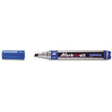 Marker permanent Stabilo Mark-4-All, corp plastic, varf retezat, 1-4 mm, albastru