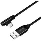USB Male la USB-C Male, unghi 90°, 1 m, Black