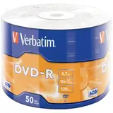 VERBATIM DVD-R 16X 50PK WRAP 4.7GB MATT SILVER