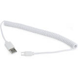 Coiled Micro-USB cable, 1.8m, white