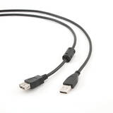 prelungitor, USB 2.0 (T) la USB 2.0 (M), 1.8m, premium, conectori auriti, negru, "CCF-USB2-AMAF-6"