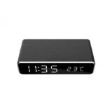 Digital alarm clock with wireless charging function Negru