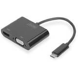DIGITUS USB Type C to HDMI + VGA Adapter 4K/30Hz / Full HD 1080p black