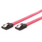 Serial ATA III 10 cm Data Cable metal clips red