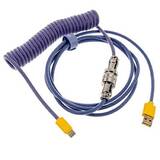 Cablu spiralat Premicord Horizon, USB Tip C la Tip A, 1,8m - albastru/galben