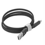 Cablu Date USB TYPE-C 2.0A Negru 2400mAh QUICK CHARGER QC 3.0 1M POWERLINE Sm-BW04 Negru USB-C - FLAT TEXTILE BRAID + LED