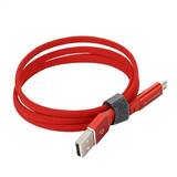 Cablu Date USB TYPE-C 2.0A RED 2400mAh QUICK CHARGER QC 3.0 1M POWERLINE Sm-BW04 LIGHTNING - FLAT TEXTILE BRAID + LED + AUTO POWER OFF SYSTEM