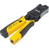 Universal Modular Plug Crimping Tool and Cable Tester, 2-in-1 Crimper and Cable Tester: Cuts, Strips, Terminates and Tests, RJ45/RJ11/RJ12/RJ22