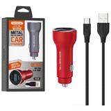 Incarcator 5A RED + METER + CABLE TYPE-C 30W 2XUSB DUAL SMS-A89 QUICK CHARGE 3.0 METAL-POWER DELIVERY