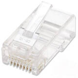 RJ45 Modular Plugs, Cat6, UTP, 2-prong, for stranded wire, 15 µ gold plated contacts, 100 pack