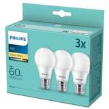Pachet 3 becuri LED Philips, A60, E27, 8W (60W)