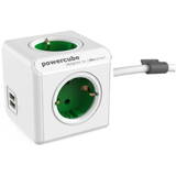 PowerCube Prelungitor 1402GN Extended, USB, 1.5m, Verde