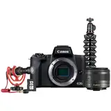Aparat foto Mirrorless EOS M50 Mark II, 24.1 MP, 4k, Wi-FI, Negru + Obiectiv EF-M 15-45mm, Vlogging Kit
