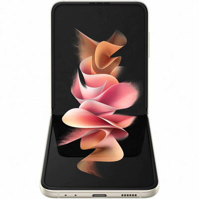 Smartphone Samsung Galaxy Z Flip 3, 120Hz Dynamic AMOLED 2X, Snapdragon 888, 128GB, 8GB RAM, Dual SIM, 5G, Tri-Camera, Cream