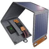 Încărcător solar fotovoltaic Travel 14W cu USB 5V / 2.4A Panou solar gri (SC004)