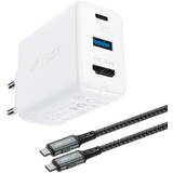 Incarcator 2in1 GaN 65W USB Tip C / USB, adaptor adaptor HDMI 4K @ 60Hz (set cu cablu) alb