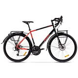 Bicicleta Calator, cadru aluminiu 20inch, 24 viteze, roti 28inch, culoare negru cu portocaliu