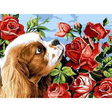 Image Painting by numbers - Dog with roses NO-1006970
