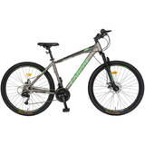 Bicicleta MTB Montana C2999A, 29 inch, 21 viteze, cadru aluminiu, frane disc, manete schimbator Shimano rotative, gri/negru/verde